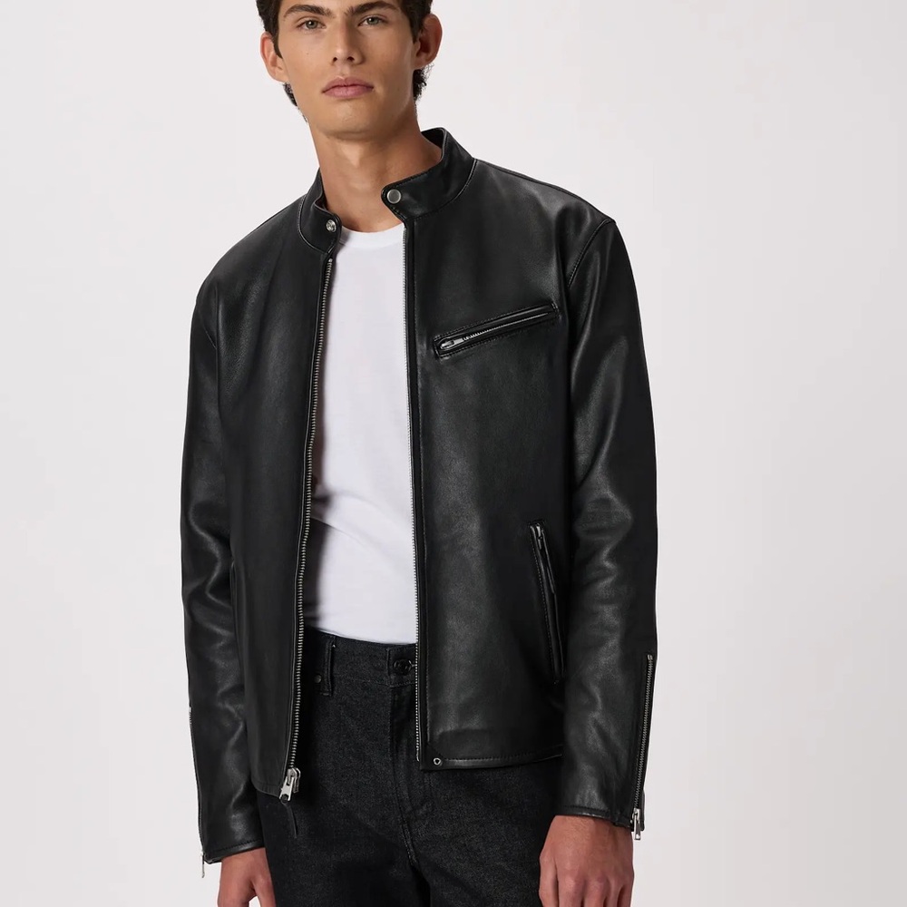 Men's 100% Leather Café Racer Jacket